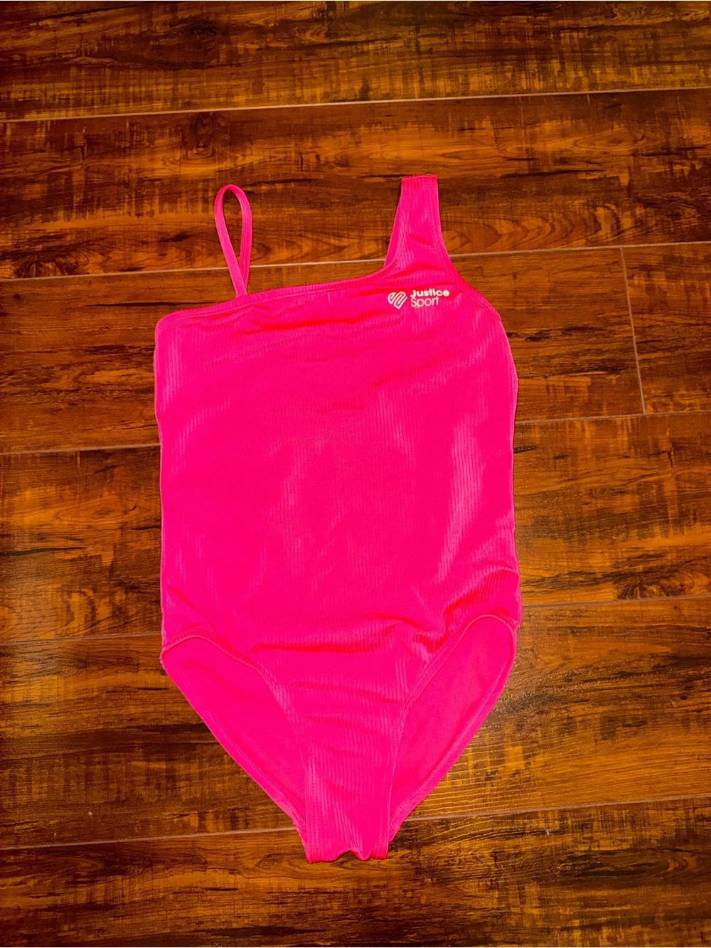 Justice Neon Pink One-Shoulder Girls' Swimsuit